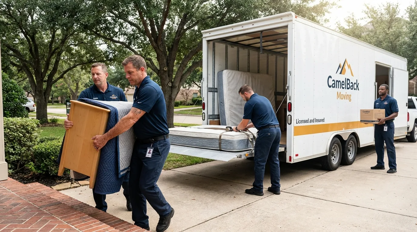 Crew loading residential truck for cross-state move from Gaithersburg, MD