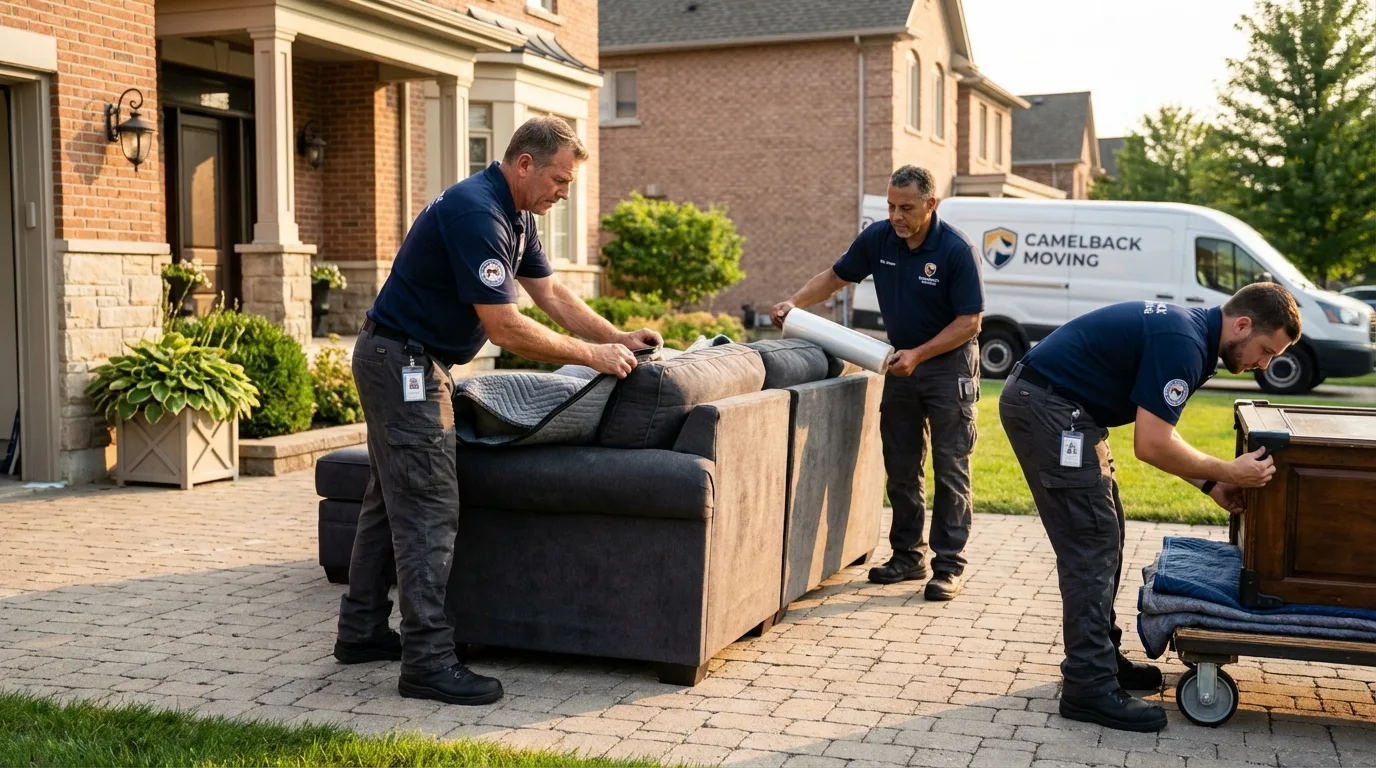 Large estate moving crew wrapping furniture in Gaithersburg, MD